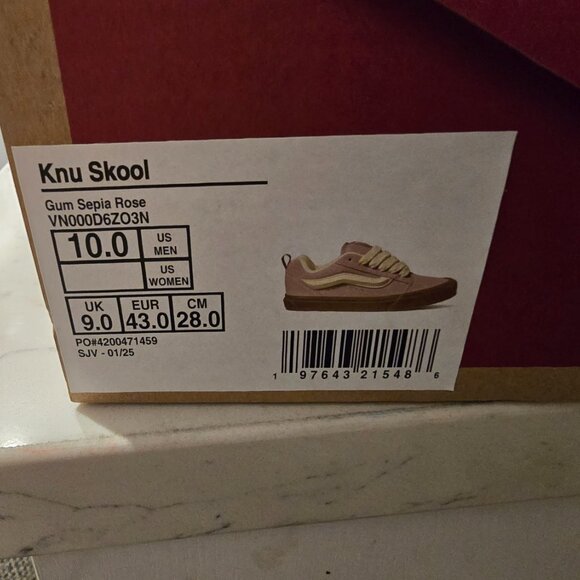 Vans Knu Skool 'Sepia Rose Gum' Men’s Size 10 - VN000D6ZO3N Shoes NEW RARE COLOR - Picture 10 of 10